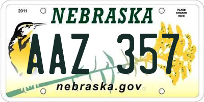 NE license plate AAZ357