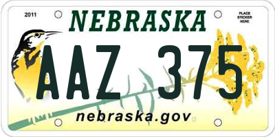 NE license plate AAZ375