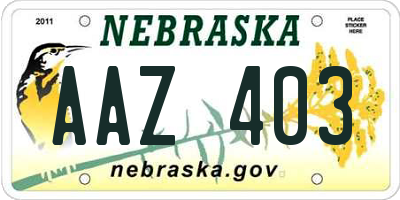 NE license plate AAZ403