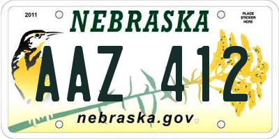 NE license plate AAZ412