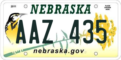 NE license plate AAZ435