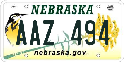 NE license plate AAZ494