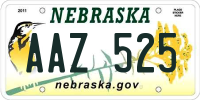 NE license plate AAZ525