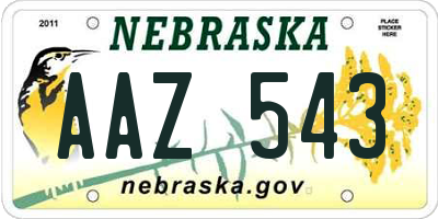 NE license plate AAZ543