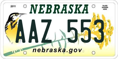 NE license plate AAZ553