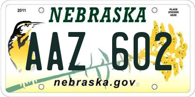 NE license plate AAZ602