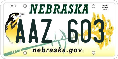 NE license plate AAZ603