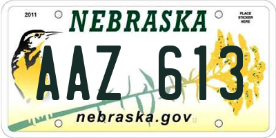 NE license plate AAZ613