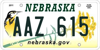 NE license plate AAZ615