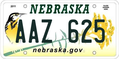 NE license plate AAZ625