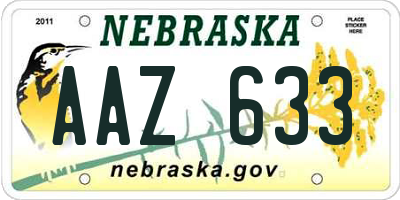 NE license plate AAZ633