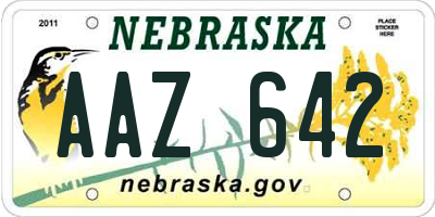 NE license plate AAZ642