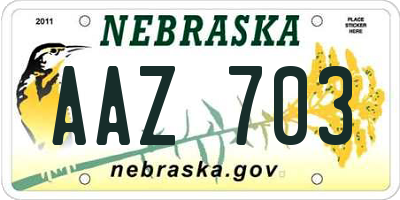 NE license plate AAZ703