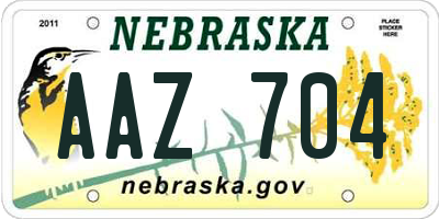 NE license plate AAZ704