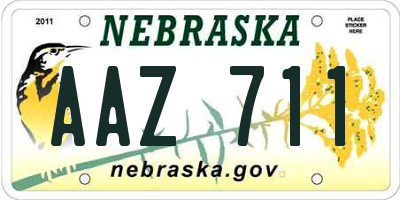 NE license plate AAZ711