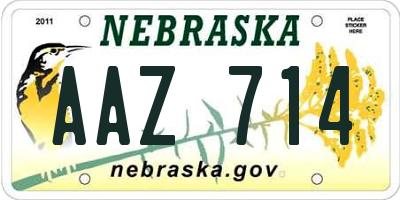 NE license plate AAZ714