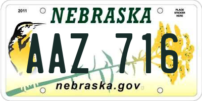 NE license plate AAZ716