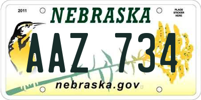 NE license plate AAZ734