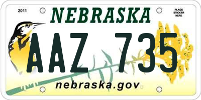 NE license plate AAZ735