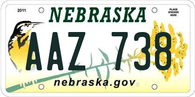 NE license plate AAZ738