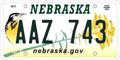 NE license plate AAZ743