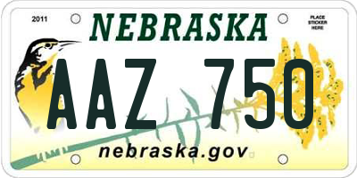 NE license plate AAZ750