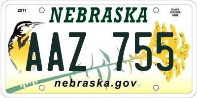 NE license plate AAZ755