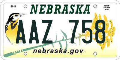 NE license plate AAZ758