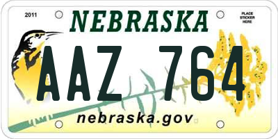 NE license plate AAZ764