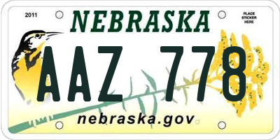 NE license plate AAZ778