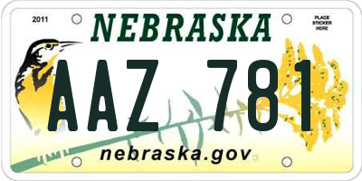 NE license plate AAZ781
