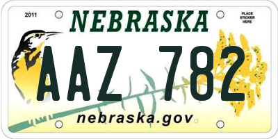 NE license plate AAZ782