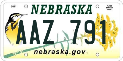 NE license plate AAZ791