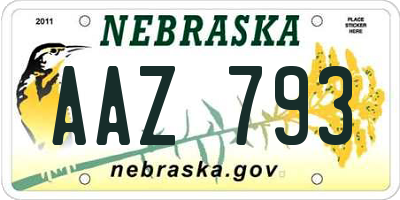 NE license plate AAZ793