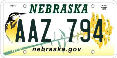 NE license plate AAZ794