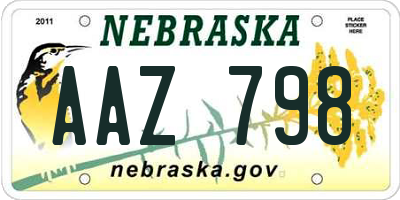 NE license plate AAZ798