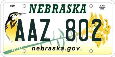 NE license plate AAZ802