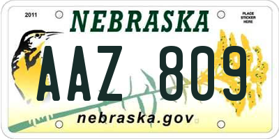 NE license plate AAZ809