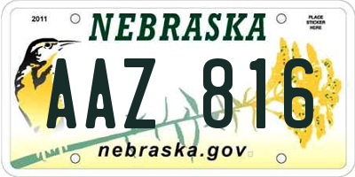 NE license plate AAZ816