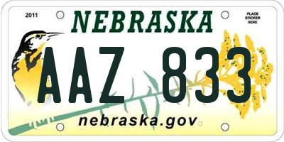 NE license plate AAZ833