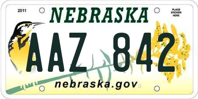 NE license plate AAZ842