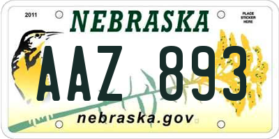 NE license plate AAZ893