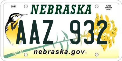 NE license plate AAZ932