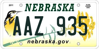 NE license plate AAZ935