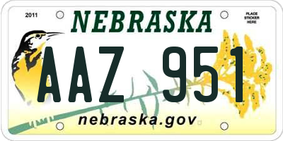 NE license plate AAZ951