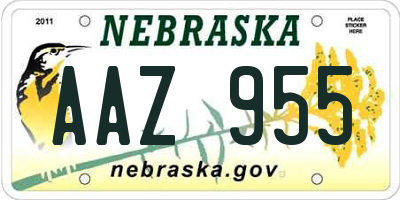 NE license plate AAZ955