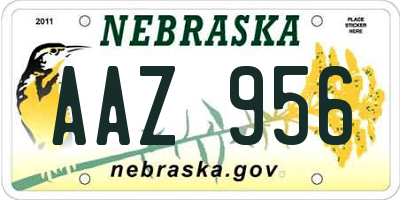 NE license plate AAZ956