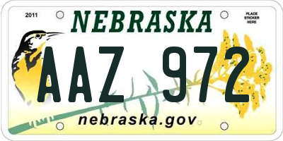 NE license plate AAZ972