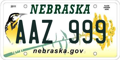 NE license plate AAZ999