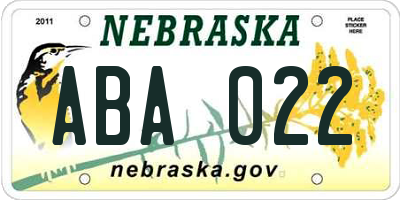 NE license plate ABA022